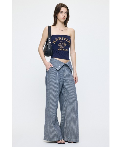 MOUSSY(マウジー)の「MARINE ベアトップス(キャミソール・レディース・ネイビー/オフホワイト/ライトブラック・1/2)」の11枚目の写真