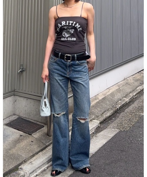 MOUSSY(マウジー)の「MARINE ベアトップス(キャミソール・レディース・ネイビー/オフホワイト/ライトブラック・1/2)」の19枚目の写真