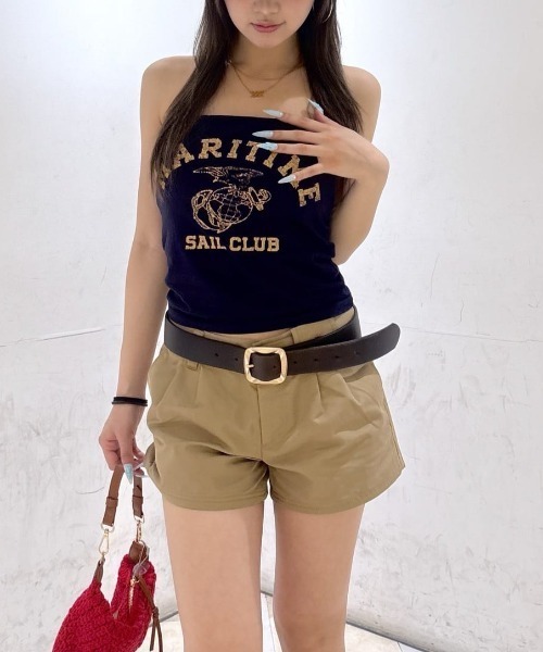 MOUSSY(マウジー)の「MARINE ベアトップス(キャミソール・レディース・ネイビー/オフホワイト/ライトブラック・1/2)」の17枚目の写真
