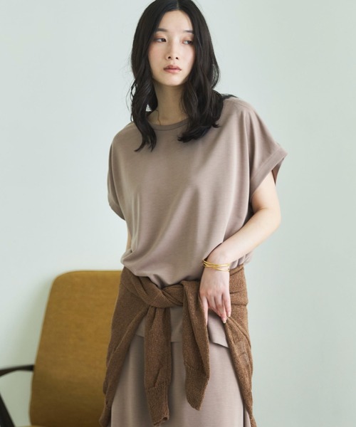 Doux archives(ドゥアルシーヴ)の「【1秒コーデ】NEW多機能フレンチスリーブカットソー(Tシャツ/カットソー・レディース・ブラウン/ブラック/モカ・FREE)」の6枚目の写真