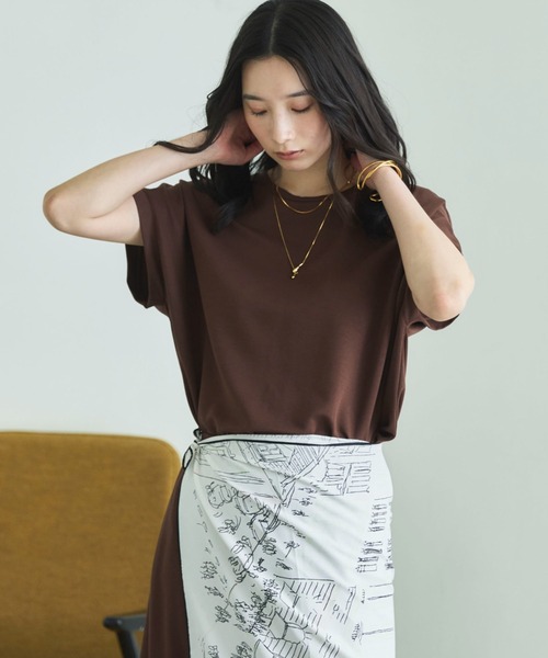 Doux archives(ドゥアルシーヴ)の「【1秒コーデ】NEW多機能フレンチスリーブカットソー(Tシャツ/カットソー・レディース・ブラウン/ブラック/モカ・FREE)」の20枚目の写真