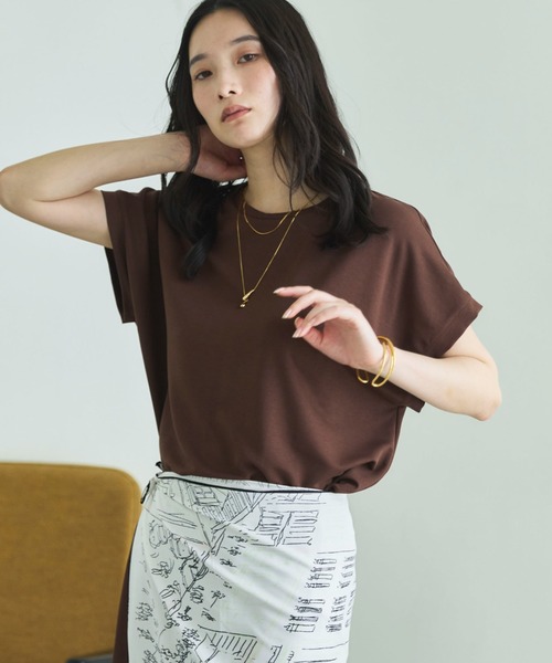 Doux archives(ドゥアルシーヴ)の「【1秒コーデ】NEW多機能フレンチスリーブカットソー(Tシャツ/カットソー・レディース・ブラウン/ブラック/モカ・FREE)」の19枚目の写真