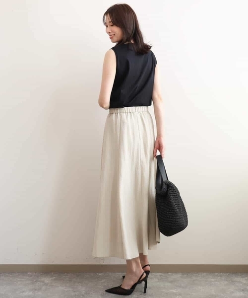 MK MICHEL KLEIN（エムケーミッシェルクラン）の「[洗える]シルケットフライス ノースリーブカットソー（Tシャツ/カットソー・レディース・ホワイト/ブラック・38）」の13枚目の写真