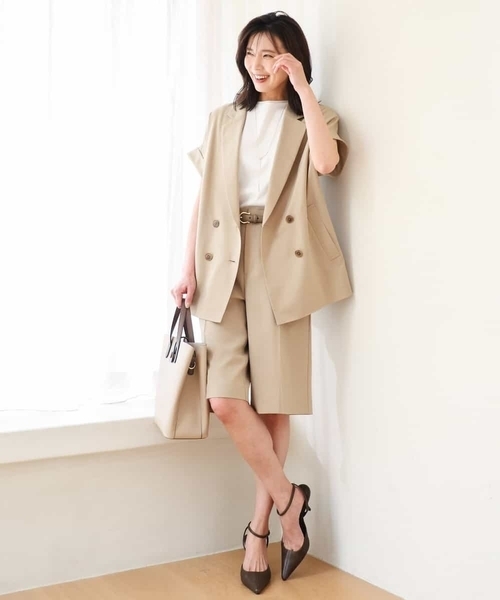MK MICHEL KLEIN（エムケーミッシェルクラン）の「[洗える]シルケットフライス ノースリーブカットソー（Tシャツ/カットソー・レディース・ホワイト/ブラック・38）」の20枚目の写真