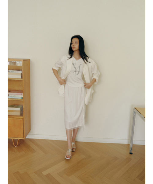 Yuje（ユジェ）の「SHIRRING LACE SKIRT (3color, 2size)（スカート・レディース・ライトピンク/Off White/ブラック・SMALL/MEDIUM）」の10枚目の写真