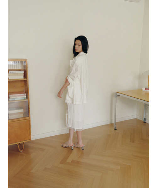 Yuje（ユジェ）の「SHIRRING LACE SKIRT (3color, 2size)（スカート・レディース・ライトピンク/Off White/ブラック・SMALL/MEDIUM）」の11枚目の写真
