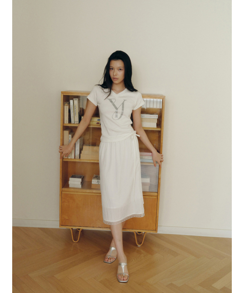 Yuje（ユジェ）の「SHIRRING LACE SKIRT (3color, 2size)（スカート・レディース・ライトピンク/Off White/ブラック・SMALL/MEDIUM）」の13枚目の写真