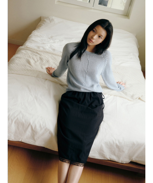 Yuje（ユジェ）の「SHIRRING LACE SKIRT (3color, 2size)（スカート・レディース・ライトピンク/Off White/ブラック・SMALL/MEDIUM）」の19枚目の写真