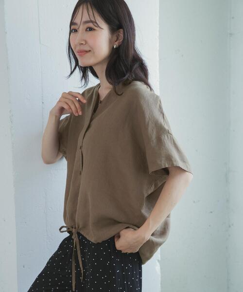 URBAN RESEARCH DOORS(アーバンリサーチドアーズ)の「リネンフレンチスリーブドロストブラウス(シャツ/ブラウス・レディース・ブラック/オフホワイト/ストライプ/ミント/モカ・FREE)」の19枚目の写真