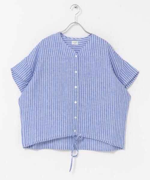 URBAN RESEARCH DOORS(アーバンリサーチドアーズ)の「リネンフレンチスリーブドロストブラウス(シャツ/ブラウス・レディース・ブラック/オフホワイト/ストライプ・FREE)」の15枚目の写真