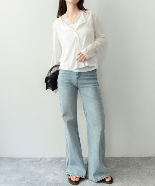 on:nue（オンニュ）の「【on:nue】[着用動画あり！] Vネックレースノースリーブトップス（タンクトップ・レディース・ブラック/ホワイト・FREE）」の20枚目の写真
