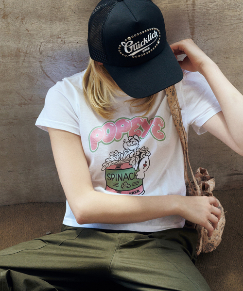 ERER(エルエル)の「Cropped Popeye Graphic T-Shirt White(Tシャツ/カットソー・レディース・ホワイト・1/2)」の5枚目の写真
