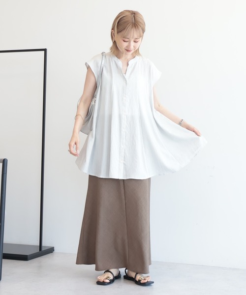 AMERICAN HOLIC(アメリカンホリック)の「フレンチスリーブフレアスキッパーブラウス(シャツ/ブラウス・レディース・ホワイト系その他6/ブルー系その他7・M/L)」の3枚目の写真