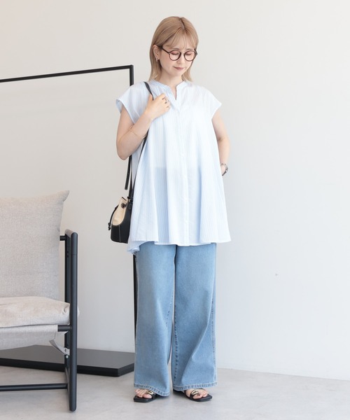 AMERICAN HOLIC(アメリカンホリック)の「フレンチスリーブフレアスキッパーブラウス(シャツ/ブラウス・レディース・ホワイト系その他6/ブルー系その他7・M/L)」の12枚目の写真