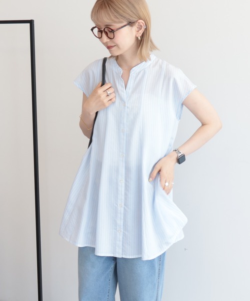 AMERICAN HOLIC(アメリカンホリック)の「フレンチスリーブフレアスキッパーブラウス(シャツ/ブラウス・レディース・ホワイト系その他6/ブルー系その他7・M/L)」の15枚目の写真