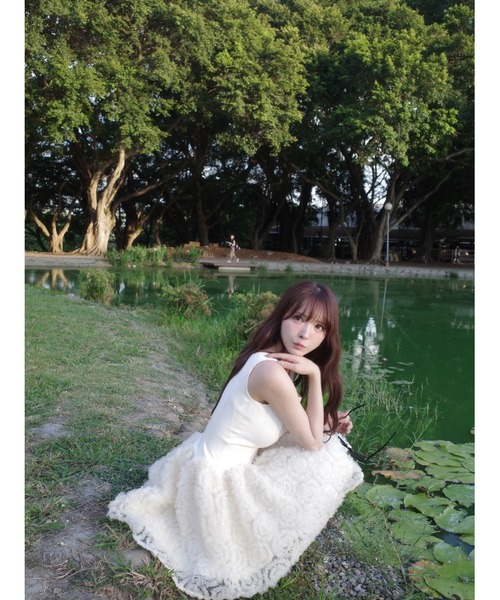 MISTREASS（ミストレアス）の「Floral Tulle Docking Mini Dress（ワンピース・レディース・ブラック/ホワイト・FREE）」の16枚目の写真