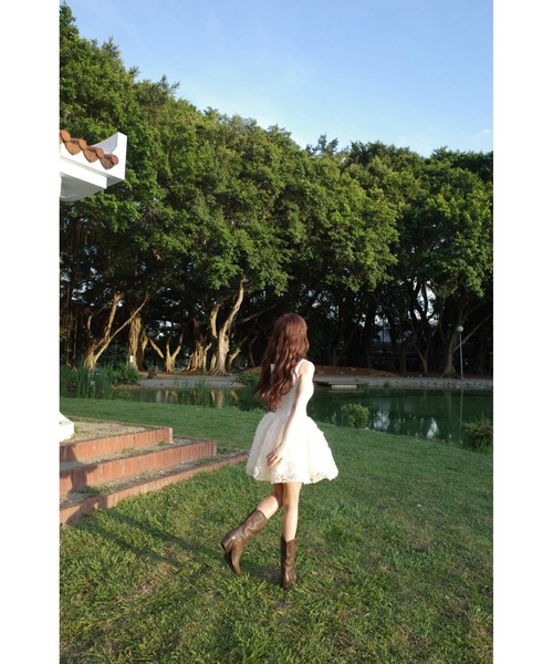 MISTREASS（ミストレアス）の「Floral Tulle Docking Mini Dress（ワンピース・レディース・ブラック/ホワイト・FREE）」の3枚目の写真