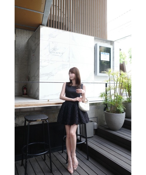 MISTREASS（ミストレアス）の「Floral Tulle Docking Mini Dress（ワンピース・レディース・ブラック/ホワイト・FREE）」の8枚目の写真