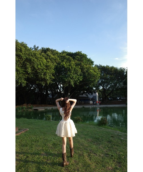 MISTREASS（ミストレアス）の「Floral Tulle Docking Mini Dress（ワンピース・レディース・ブラック/ホワイト・FREE）」の17枚目の写真