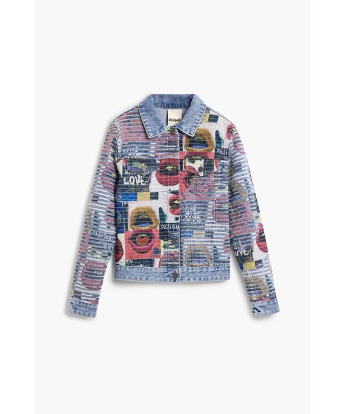 Desigual(デシグアル)の「グラフィティリッププリントデニムジャケット【2026秋冬新作】(デニムジャケット・レディース・ブルー・XS/S/M/L/XL)」の1枚目の写真