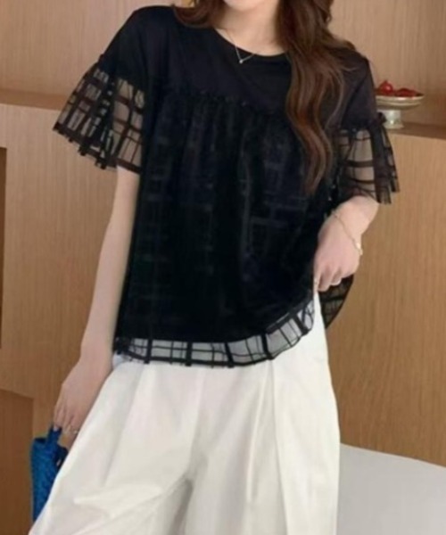 semplice(センプリチェ)の「Tシャツ【韓国ファッション】(Tシャツ/カットソー・レディース・グレー/ホワイト/ブラック・F)」の2枚目の写真