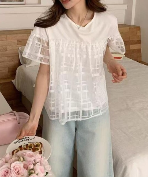 semplice(センプリチェ)の「Tシャツ【韓国ファッション】(Tシャツ/カットソー・レディース・グレー/ホワイト/ブラック・F)」の12枚目の写真