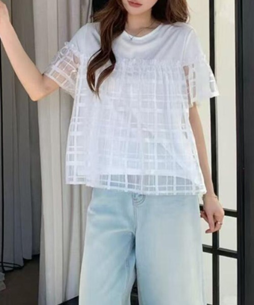 semplice(センプリチェ)の「Tシャツ【韓国ファッション】(Tシャツ/カットソー・レディース・グレー/ホワイト/ブラック・F)」の4枚目の写真