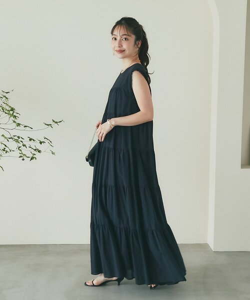 La boutique BonBon(ラブティックボンボン)の「【2サイズ展開】ティアードワンピース(ワンピース・レディース・サックスブルー/バイオレット/チャコールグレー/ブラック・FREE/PM)」の6枚目の写真