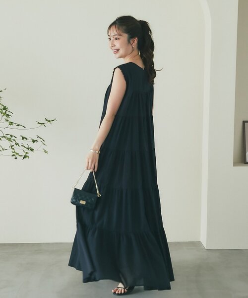La boutique BonBon(ラブティックボンボン)の「【2サイズ展開】ティアードワンピース(ワンピース・レディース・サックスブルー/バイオレット/チャコールグレー/ブラック・FREE/PM)」の7枚目の写真