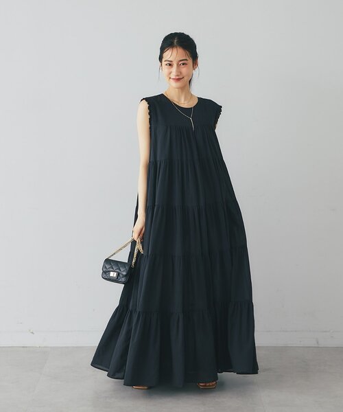 La boutique BonBon(ラブティックボンボン)の「【2サイズ展開】ティアードワンピース(ワンピース・レディース・サックスブルー/バイオレット/チャコールグレー/ブラック・FREE/PM)」の12枚目の写真
