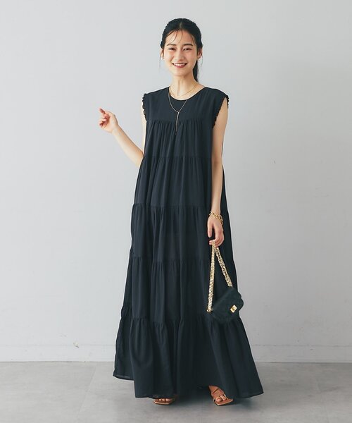 La boutique BonBon(ラブティックボンボン)の「【2サイズ展開】ティアードワンピース(ワンピース・レディース・サックスブルー/バイオレット/チャコールグレー/ブラック・FREE/PM)」の13枚目の写真