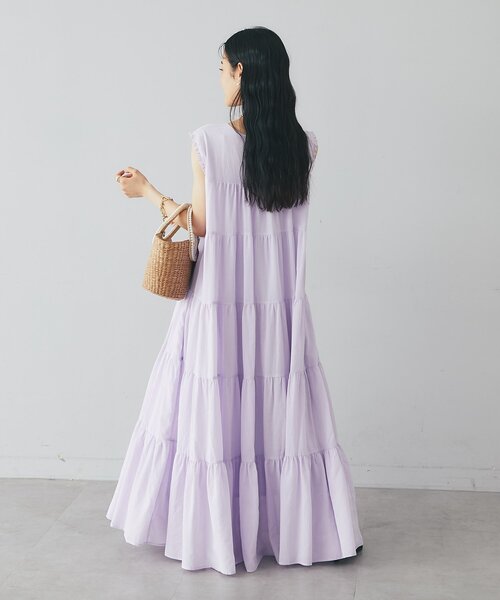 La boutique BonBon(ラブティックボンボン)の「【追加オーダー決定・WEB限定カラーあり・2サイズ展開】ティアードワンピース(ワンピース・レディース・サックスブルー/バイオレット/チャコールグレー/ブラック・FREE/PM)」の16枚目の写真