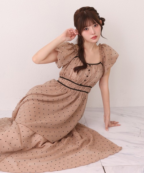 one after another NICE CLAUP(ワンアフターアナザーナイスクラップ)の「バックレースアップワンピース(ワンピース・レディース・アイボリー/ブラック/ピンク系その他/サックスブルー・FREE)」の4枚目の写真