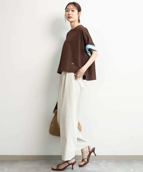 MK MICHEL KLEIN（エムケーミッシェルクラン）の「[洗える]配色デザイン コットン混カットソー（Tシャツ/カットソー・レディース・ブラック/モカ/ブラウン・38）」の7枚目の写真
