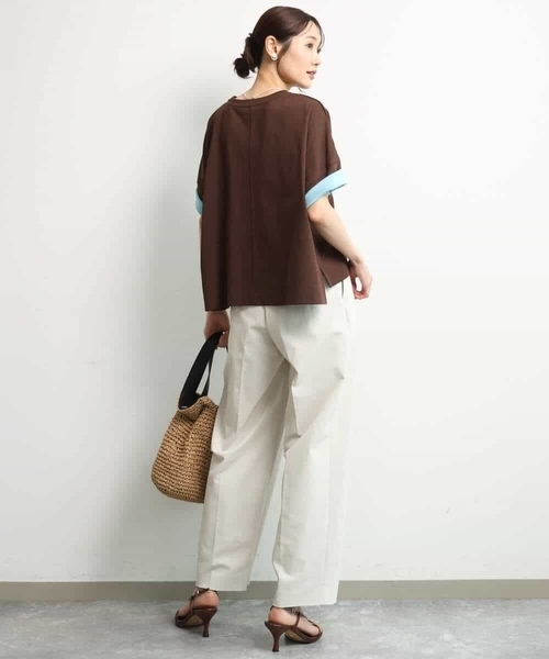 MK MICHEL KLEIN（エムケーミッシェルクラン）の「[洗える]配色デザイン コットン混カットソー（Tシャツ/カットソー・レディース・ブラック/モカ/ブラウン・38）」の8枚目の写真