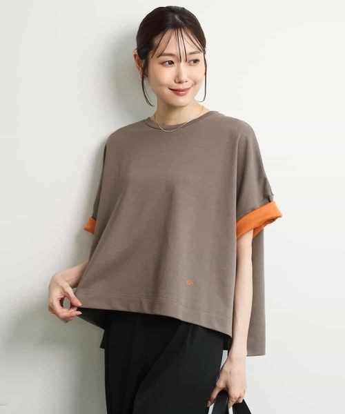 MK MICHEL KLEIN（エムケーミッシェルクラン）の「[洗える]配色デザイン コットン混カットソー（Tシャツ/カットソー・レディース・ブラック/モカ/ブラウン・38）」の9枚目の写真