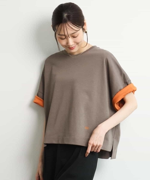 MK MICHEL KLEIN（エムケーミッシェルクラン）の「[洗える]配色デザイン コットン混カットソー（Tシャツ/カットソー・レディース・ブラック/モカ/ブラウン・38）」の10枚目の写真
