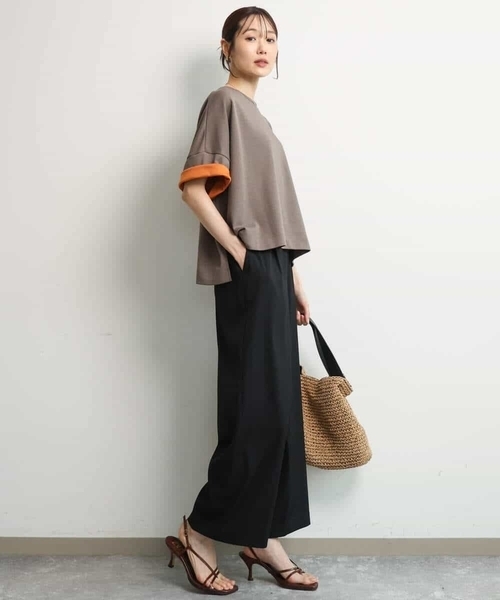 MK MICHEL KLEIN（エムケーミッシェルクラン）の「[洗える]配色デザイン コットン混カットソー（Tシャツ/カットソー・レディース・ブラック/モカ/ブラウン・38）」の12枚目の写真