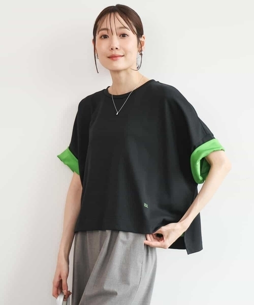 MK MICHEL KLEIN（エムケーミッシェルクラン）の「[洗える]配色デザイン コットン混カットソー（Tシャツ/カットソー・レディース・ブラック/モカ/ブラウン・38）」の16枚目の写真