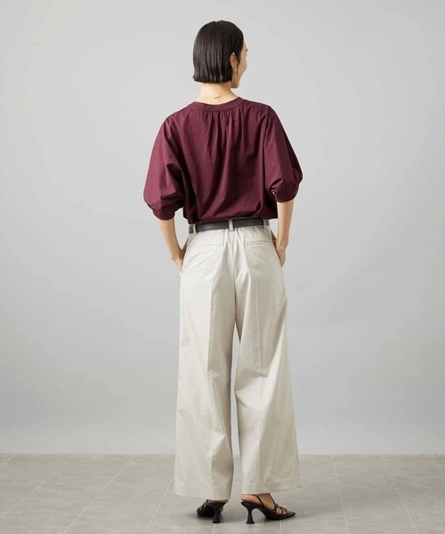 MICHEL KLEIN(ミッシェル・クラン)の「袖ギャザープルオーバー(Tシャツ/カットソー・レディース・ホワイト/ボルドー/ネイビー・38)」の11枚目の写真