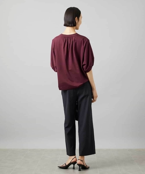 MICHEL KLEIN(ミッシェル・クラン)の「袖ギャザープルオーバー(Tシャツ/カットソー・レディース・ホワイト/ボルドー/ネイビー・38)」の17枚目の写真