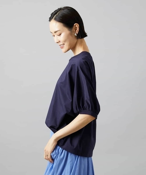 MICHEL KLEIN(ミッシェル・クラン)の「袖ギャザープルオーバー(Tシャツ/カットソー・レディース・ホワイト/ボルドー/ネイビー・38)」の18枚目の写真