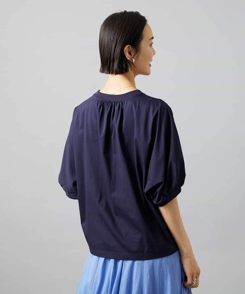 MICHEL KLEIN(ミッシェル・クラン)の「袖ギャザープルオーバー(Tシャツ/カットソー・レディース・ホワイト/ボルドー/ネイビー・38)」の19枚目の写真