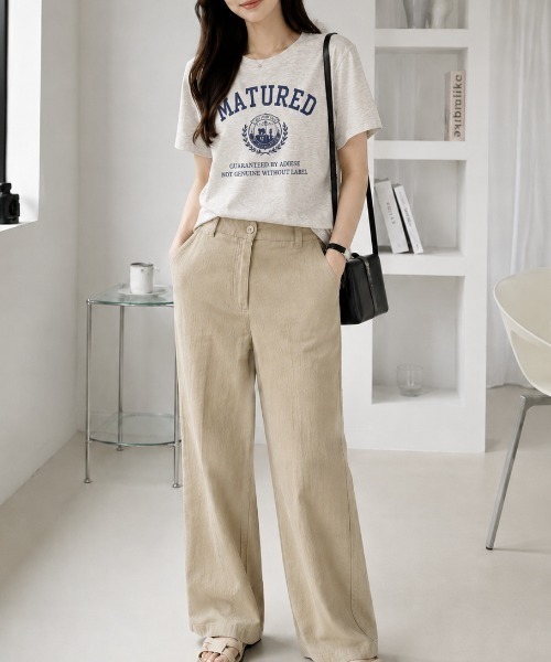 sowme.（ソウミー）の「古着風に着回せる◎【エンブレムカレッジロゴ ベーシック Tシャツ】（Tシャツ/カットソー・レディース・ホワイト系その他/オートミール・SMALL/MEDIUM/LARGE）」の6枚目の写真