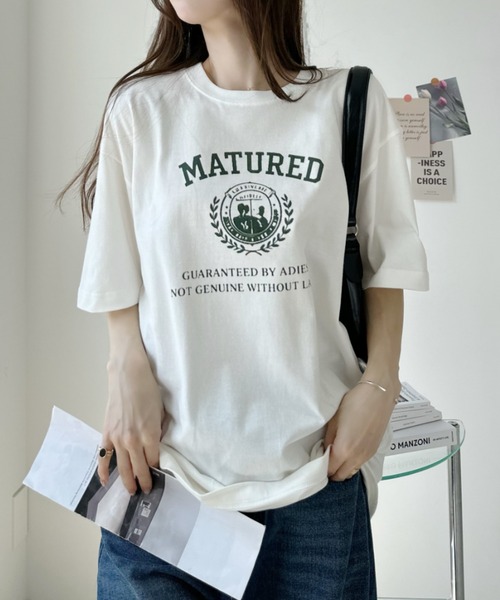 sowme.（ソウミー）の「古着風に着回せる◎【エンブレムカレッジロゴ ベーシック Tシャツ】（Tシャツ/カットソー・レディース・ホワイト系その他/オートミール・SMALL/MEDIUM/LARGE）」の8枚目の写真