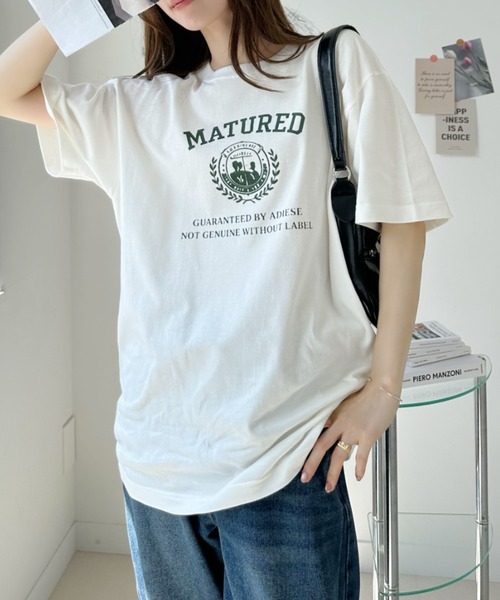 sowme.（ソウミー）の「古着風に着回せる◎【エンブレムカレッジロゴ ベーシック Tシャツ】（Tシャツ/カットソー・レディース・ホワイト系その他/オートミール・SMALL/MEDIUM/LARGE）」の9枚目の写真