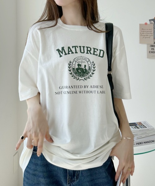 sowme.（ソウミー）の「古着風に着回せる◎【エンブレムカレッジロゴ ベーシック Tシャツ】（Tシャツ/カットソー・レディース・ホワイト系その他/オートミール・SMALL/MEDIUM/LARGE）」の10枚目の写真
