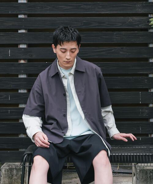 チョコ　 Y's レーヨンオーバーサイズ シャツジャケット 速乾/イージーケア/UVカット』『URTECH』Aircare ショートスリーブ