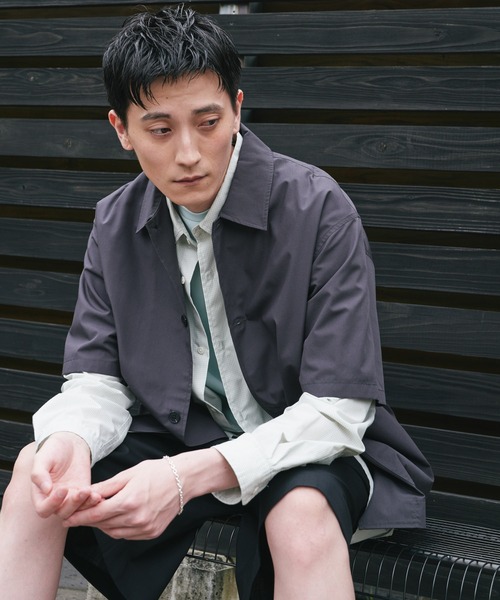 URBAN RESEARCH DOORS（アーバンリサーチドアーズ）の「『URTECH』Aircare ショートスリーブシャツジャケット（シャツ/ブラウス・メンズ・ブラウン/ネイビー/チャコールグレー・MEDIUM/LARGE）」の4枚目の写真