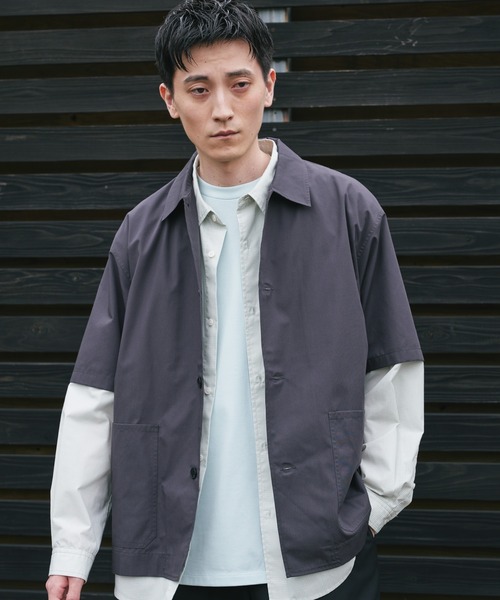URBAN RESEARCH DOORS（アーバンリサーチドアーズ）の「『URTECH』Aircare ショートスリーブシャツジャケット（シャツ/ブラウス・メンズ・ブラウン/ネイビー/チャコールグレー・MEDIUM/LARGE）」の6枚目の写真